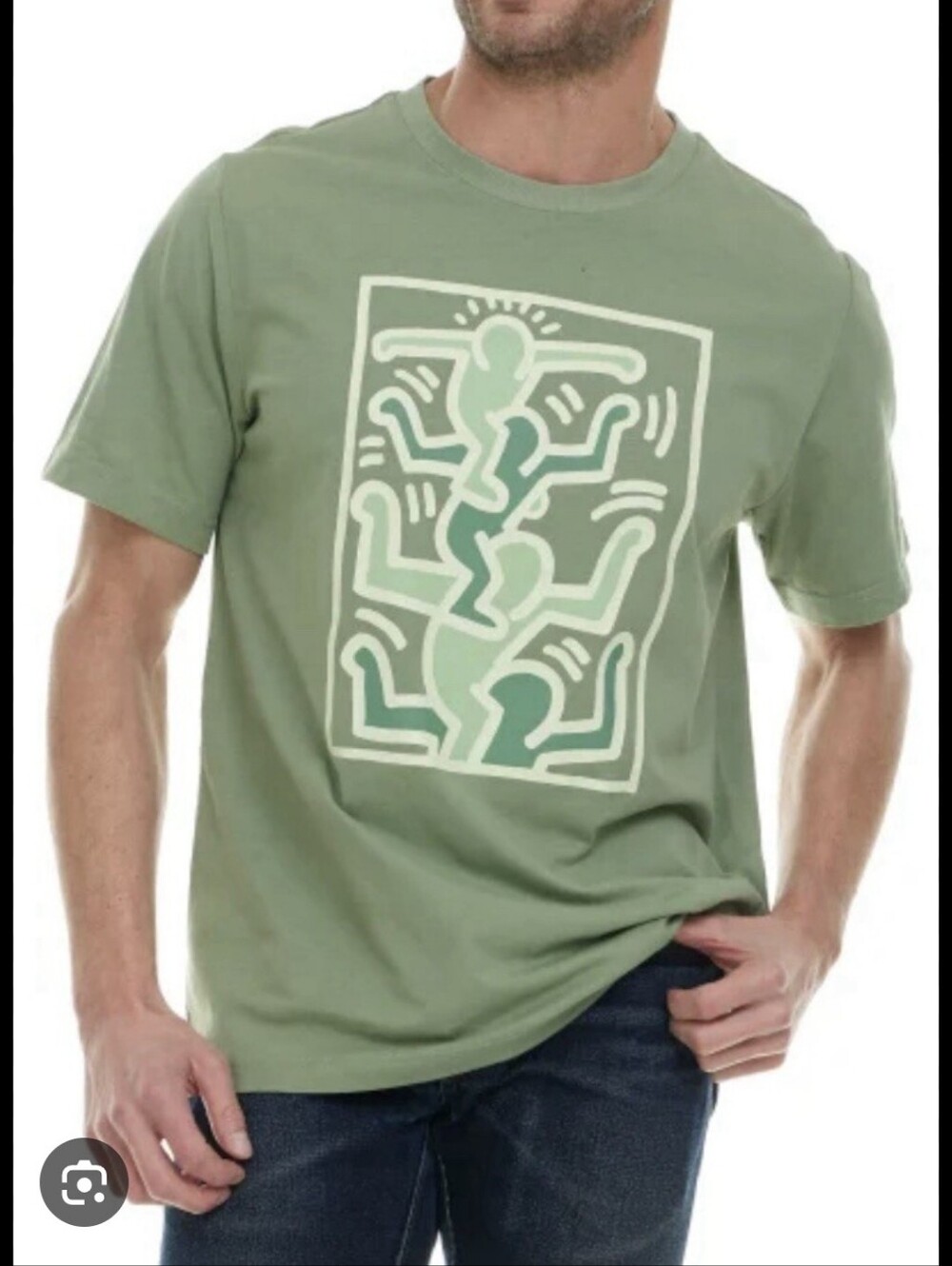 Keith Haring Sage Green Short Sleeve Graphic Tee